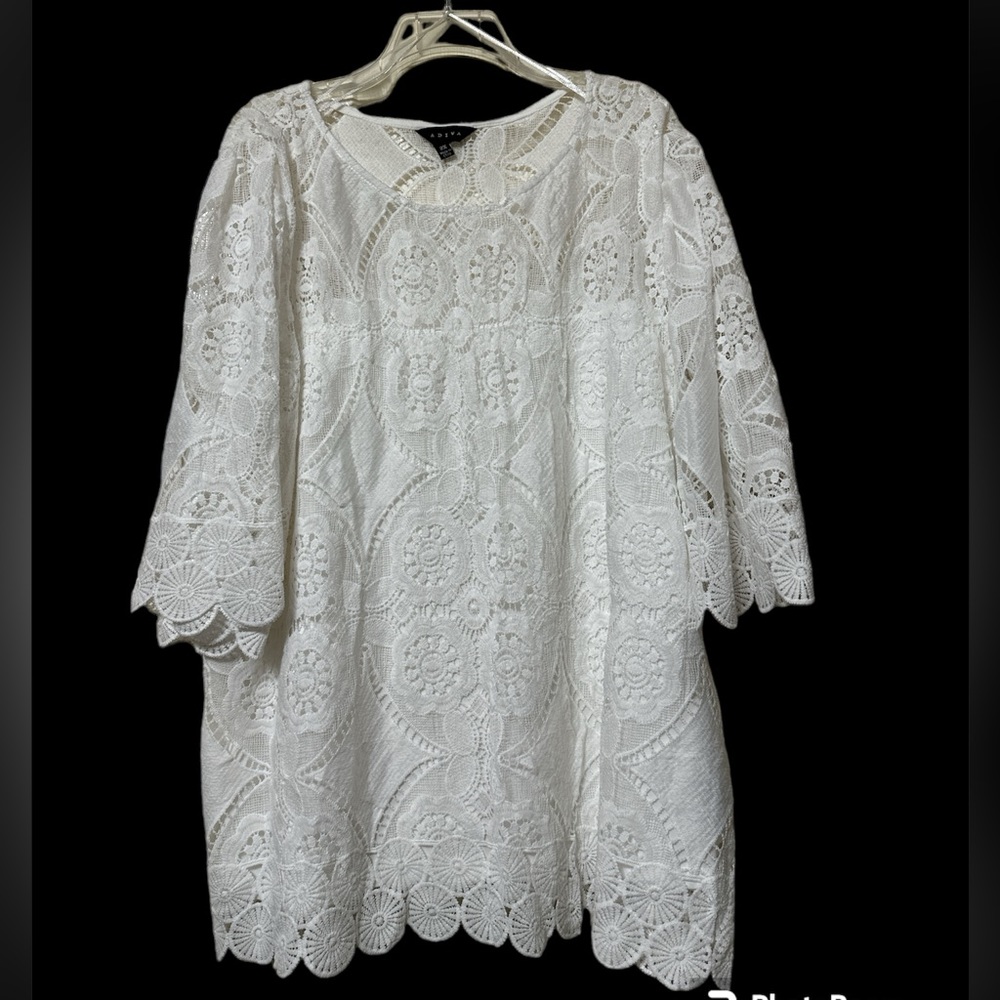 ADIVA Beautiful White Lined Blouse Size 2X